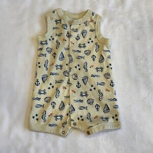 Carter's Cream and Blue Baby Romper